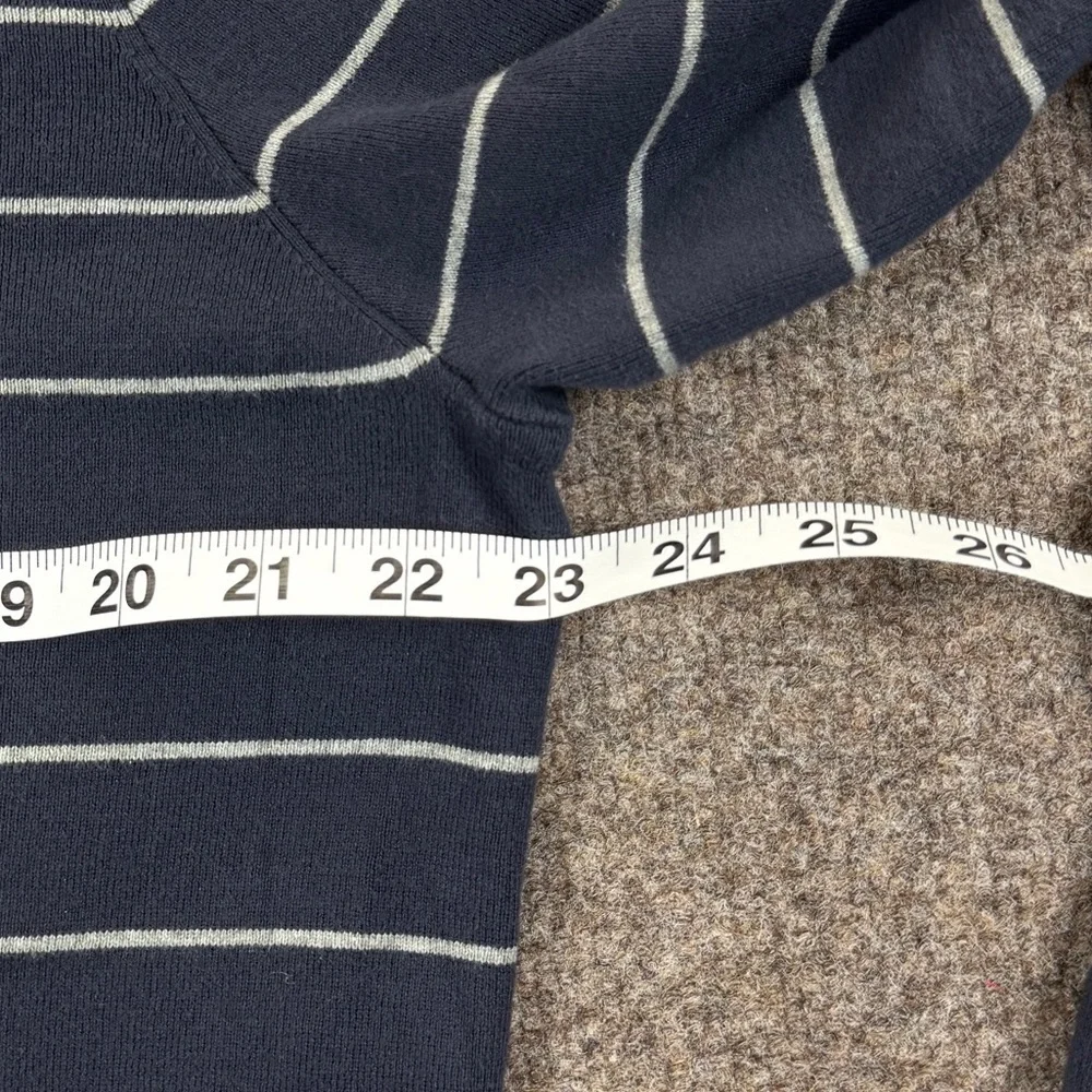 Vintage Y2K Polo Ralph Lauren Navy Striped V-Neck Cotton Sweater Men’s XL Preppy